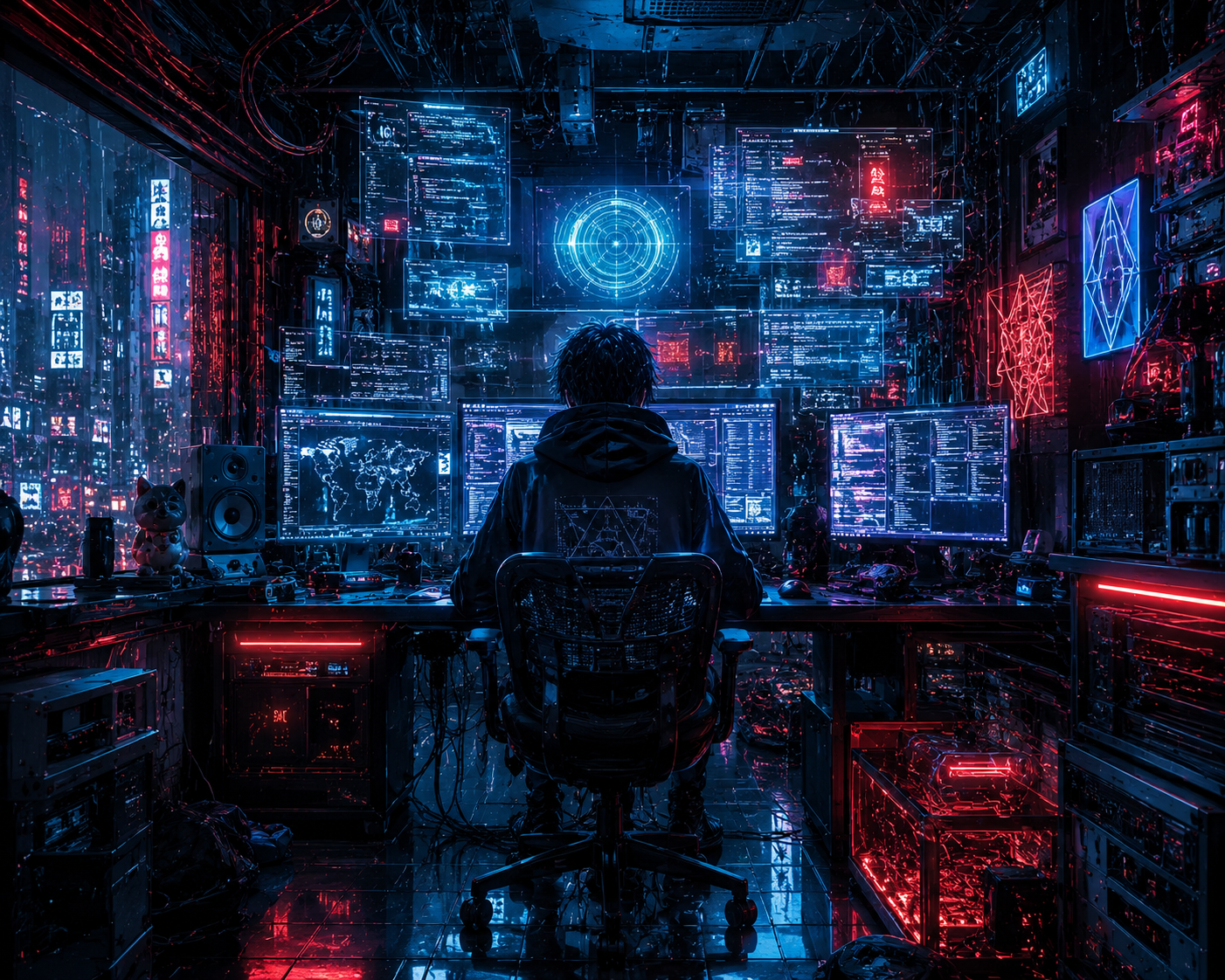 Cyberpunk Hacker Room